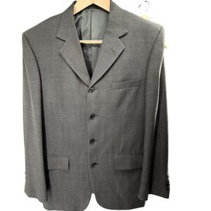 VTG Baracuta Original Mens 4-Button Suit Charcoal Grey Textured Pleated Pants
